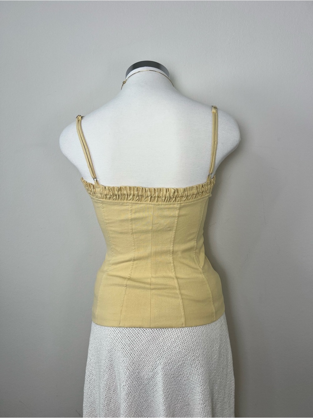 Zara NWT Butter Yellow Corset Cami Top XS Sweetheart Neck Tie Front - Picture 6 of 10